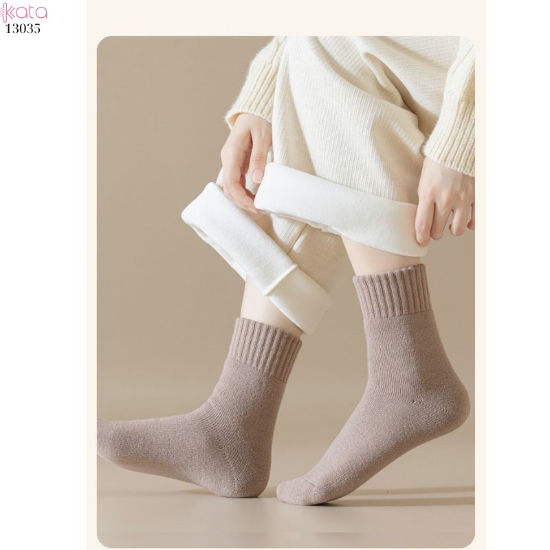 Vớ len lông cừu ấm áp dành cho phụ nữ mùa thu và mùa đông, vớ lông cừu dày để ngủ và vớ sàn ấm áp 13035