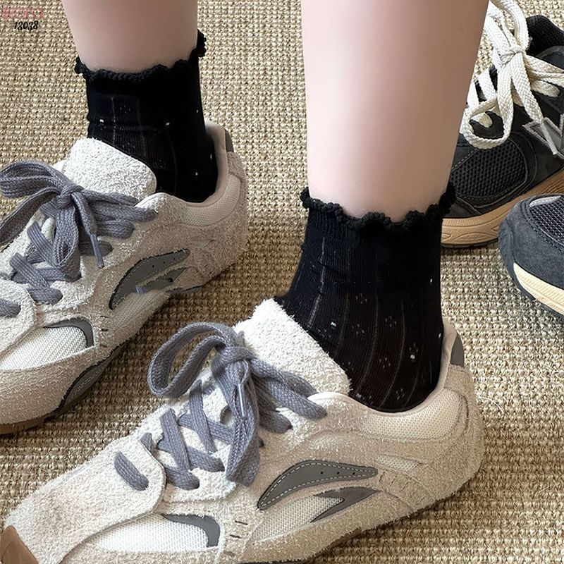 Tất ren chấm bi thoáng khí mùa hè,vớ mỏng mát thấm hút mồ hôi 13038