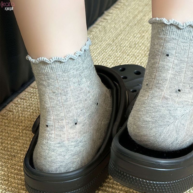 Tất ren chấm bi thoáng khí mùa hè,vớ mỏng mát thấm hút mồ hôi 13038