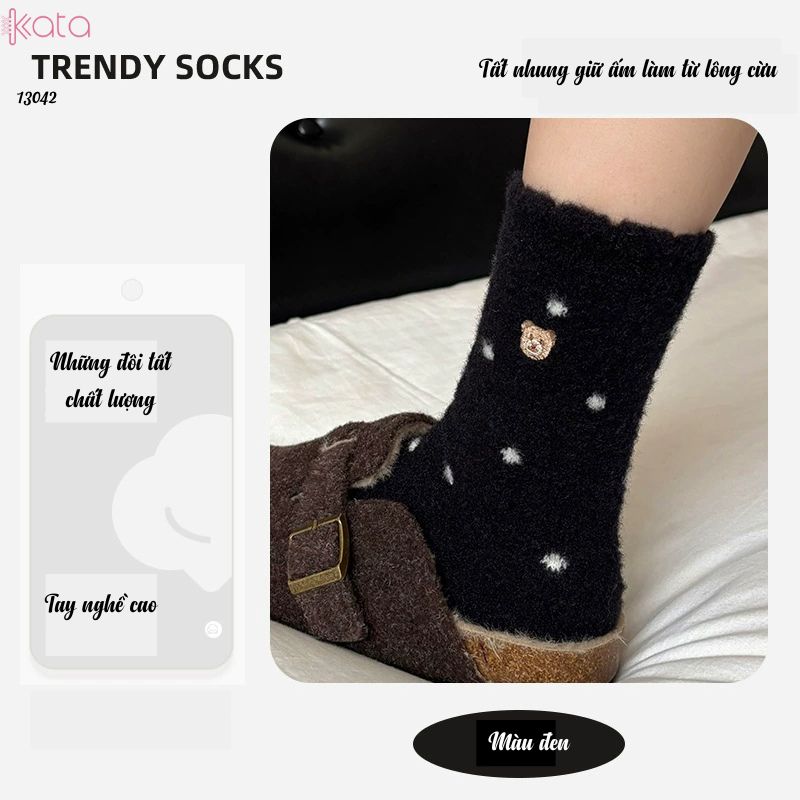 Tất nhung dày mùa thu và mùa đông ấm áp,vớ ngủ ấm áp giữa bắp chân 13042