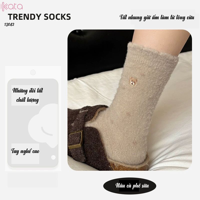 Tất nhung dày mùa thu và mùa đông ấm áp,vớ ngủ ấm áp giữa bắp chân 13042