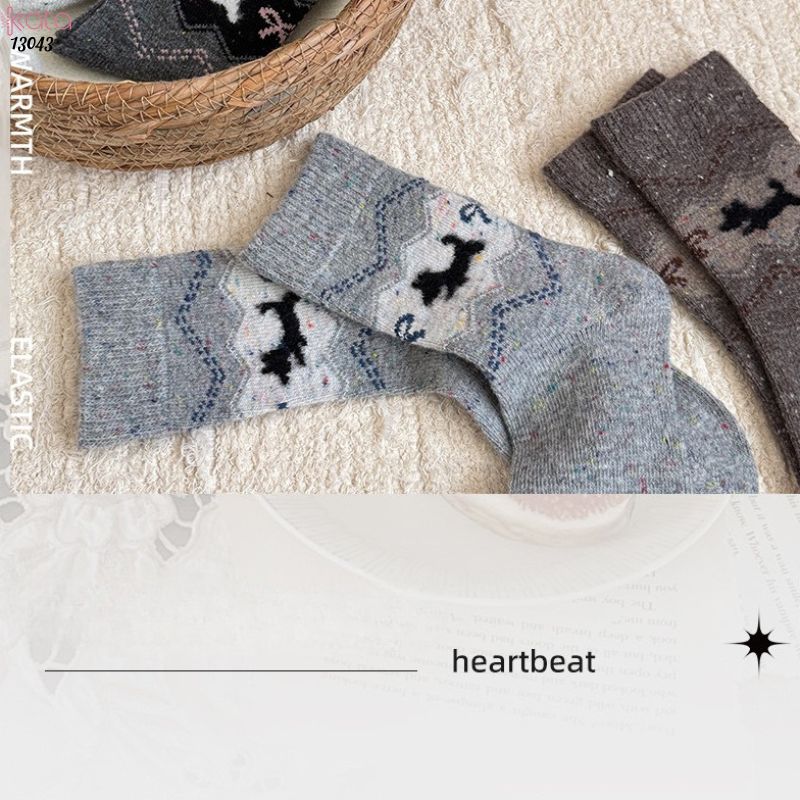 Tất dệt kim mùa thu và mùa đông dày ấm áp,vớ giữ nhiệt giữa bắp chân 13043
