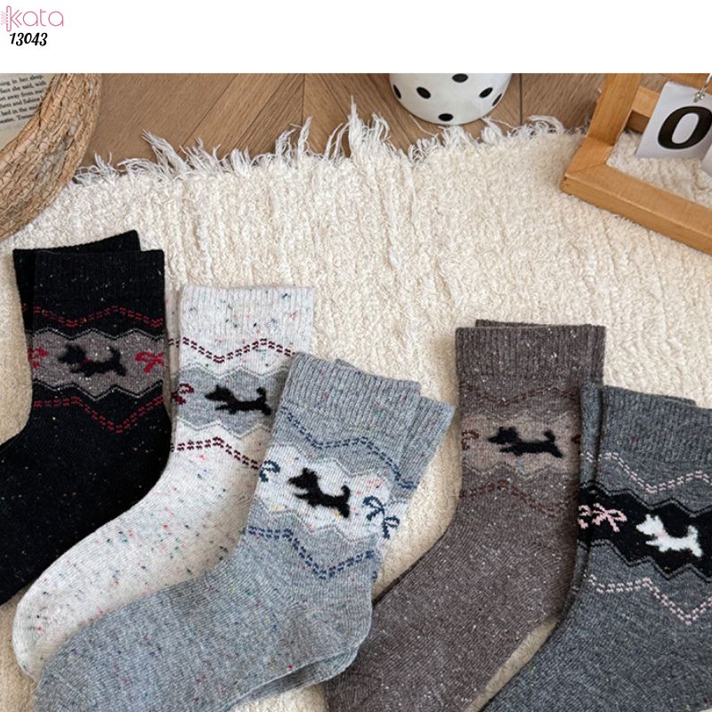 Tất dệt kim mùa thu và mùa đông dày ấm áp,vớ giữ nhiệt giữa bắp chân 13043