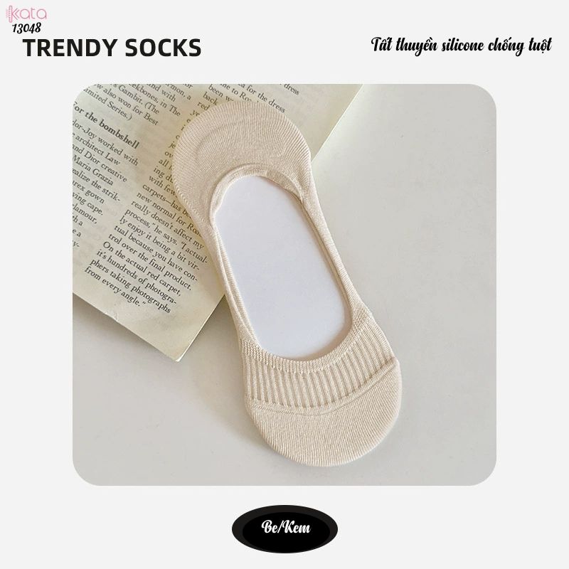 Tất mùa hè mỏng silicone chống trượt tất cao gót, vớ thuyền cotton thấm hút mồ hôi và chống mùi 13048