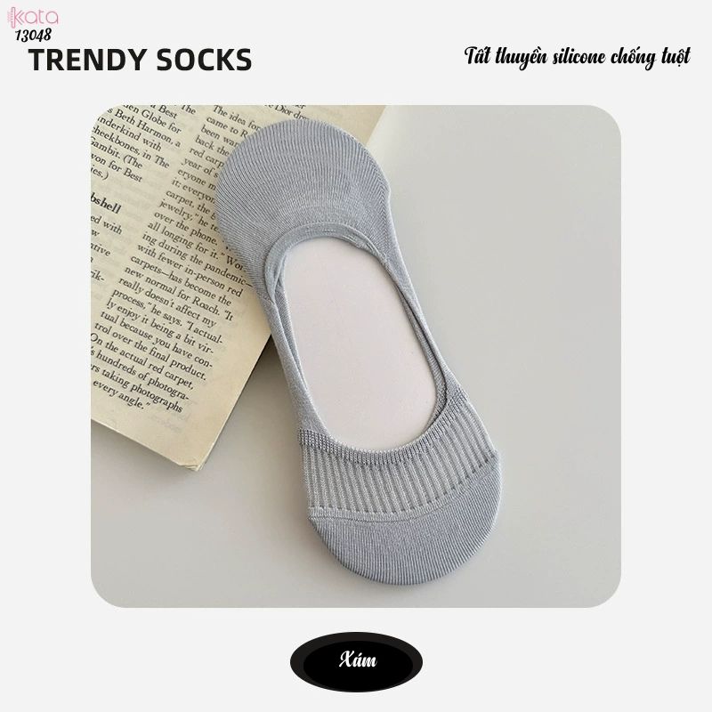 Tất mùa hè mỏng silicone chống trượt tất cao gót, vớ thuyền cotton thấm hút mồ hôi và chống mùi 13048