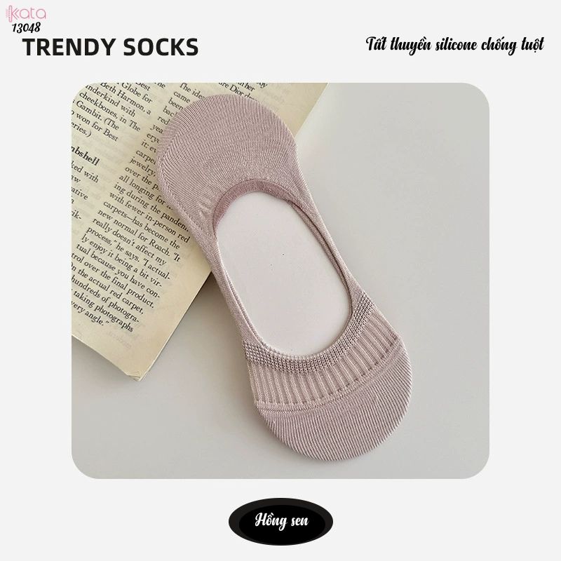 Tất mùa hè mỏng silicone chống trượt tất cao gót, vớ thuyền cotton thấm hút mồ hôi và chống mùi 13048
