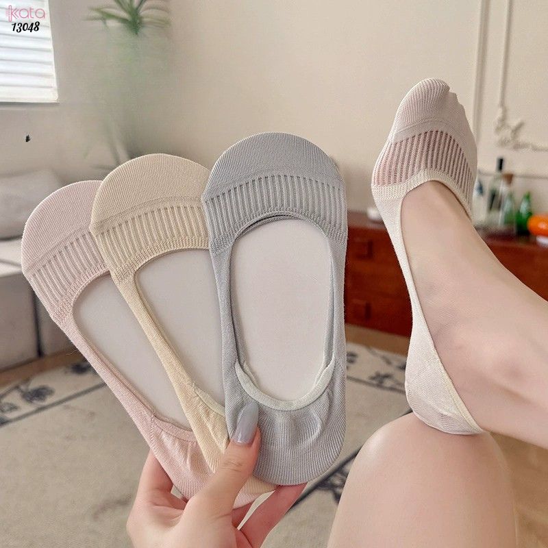 Tất mùa hè mỏng silicone chống trượt tất cao gót, vớ thuyền cotton thấm hút mồ hôi và chống mùi 13048