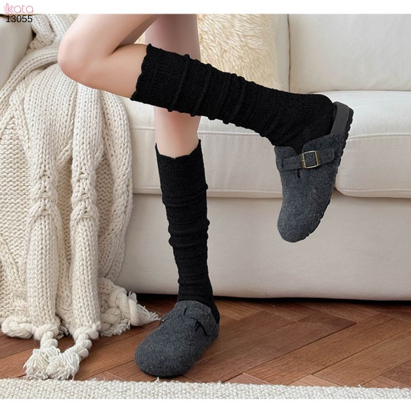 Tất len giữ ấm thu đông,phụ kiện đi bốt mùa đông họa tiết đan rỗng dệt kim 13055