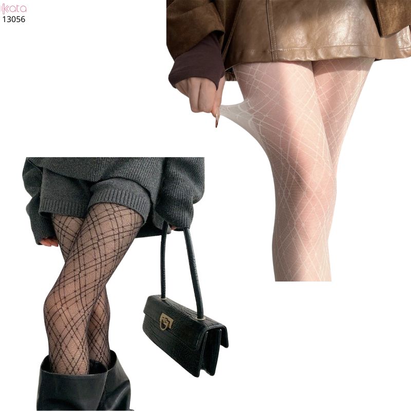 Quần tất mỏng kẻ sọc hình kim cương lớn 13056