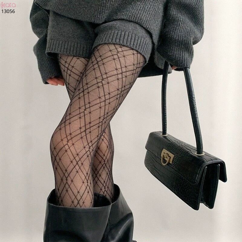 Quần tất mỏng kẻ sọc hình kim cương lớn 13056