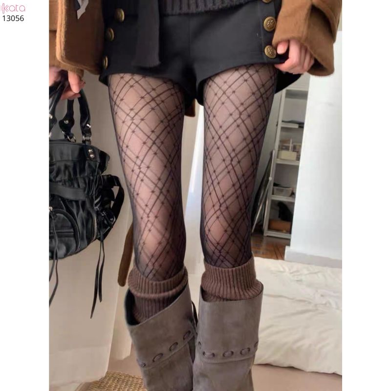 Quần tất mỏng kẻ sọc hình kim cương lớn 13056