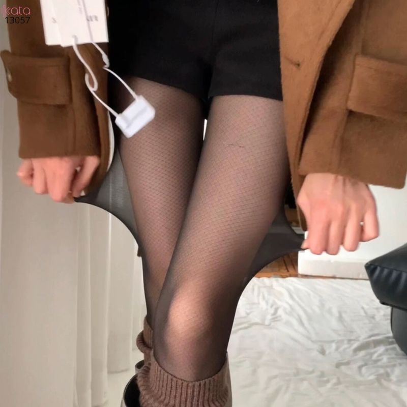 Quần tất lưới lụa hình kim cương mỏng mùa thu co giãn cao 13057