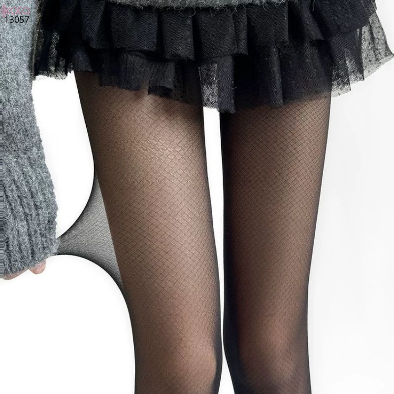 Quần tất lưới lụa hình kim cương mỏng mùa thu co giãn cao 13057