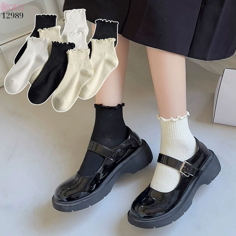 Tất cổ ngắn viền nấm dễ thương,vớ vải bông mềm mịn mùa hè 12989