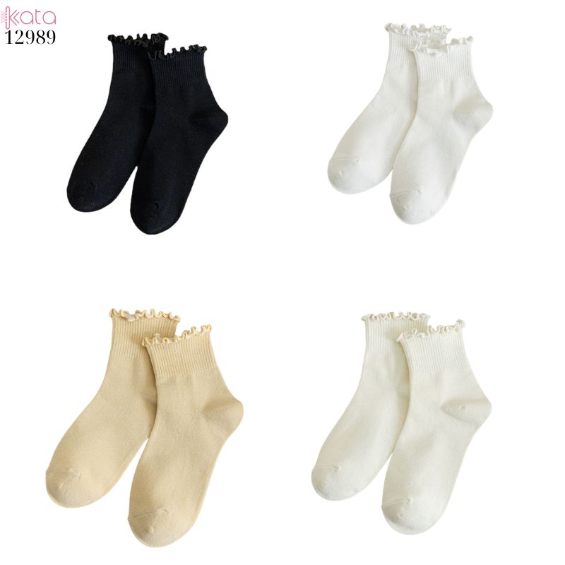 Tất cổ ngắn viền nấm dễ thương,vớ vải bông mềm mịn mùa hè 12989