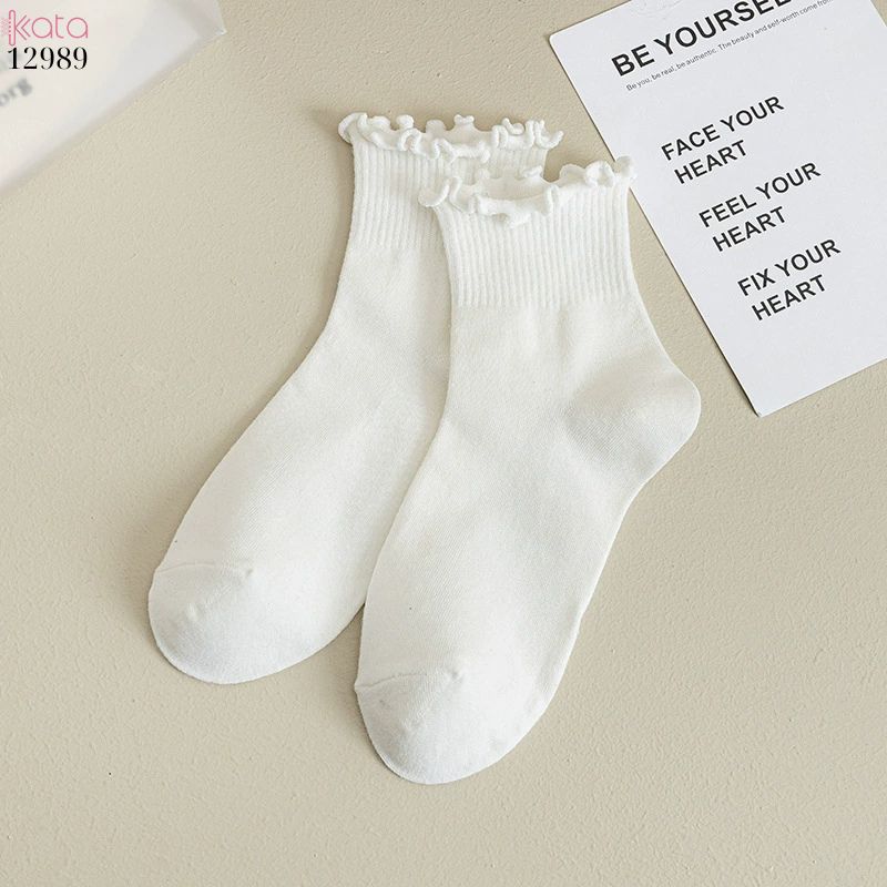 Tất cổ ngắn viền nấm dễ thương,vớ vải bông mềm mịn mùa hè 12989