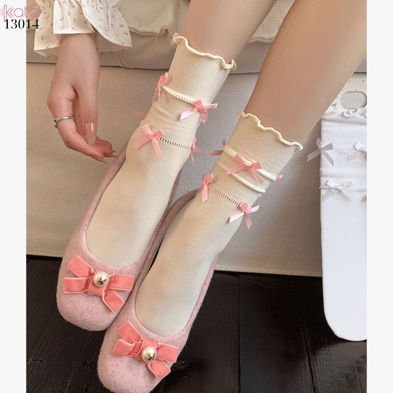 Tất viền nấm lolita JK,tất giữa bắp chân mùa hè mỏng phong cách ba lê 13014