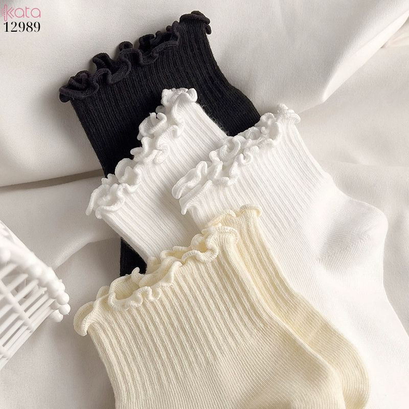 Tất cổ ngắn viền nấm dễ thương,vớ vải bông mềm mịn mùa hè 12989