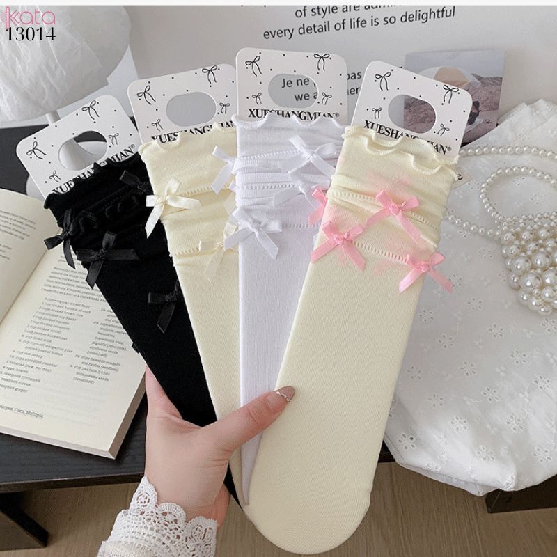 Tất viền nấm lolita JK,tất giữa bắp chân mùa hè mỏng phong cách ba lê 13014