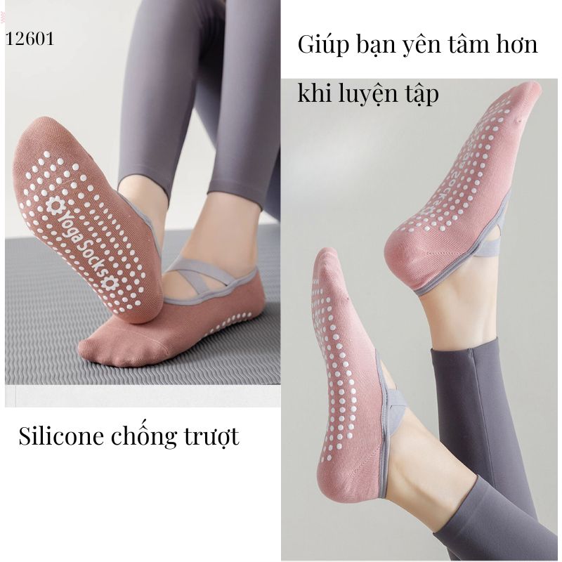 Tất yoga pilates, silicon chống trượt, thoáng khí, tất thuyền mùa hè,tất thể dục trong nhà,thể thao nữ 12601