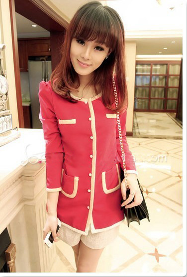 Áo khoác cardigan form dài màu hồng đỏ