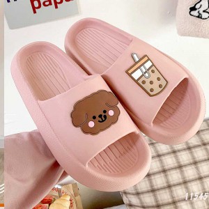 Dép đế dày cặp đôi Nam và Nữ hình chó con và trà sữa dễ thương chất liệu EVA 11545
