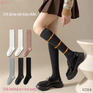 Tất bắp chân,tất cottonsọc trơn mùa xuân thu phong cách JK Nhật Bản nữ 12324