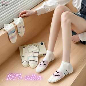 Tất cổ ngắn 100% cotton,tất xuân hè thoáng khí thấm hút mồ hôi tốt 12508