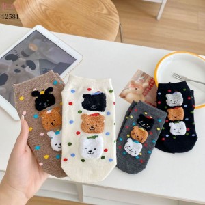 Tất gấu dễ thương,tất cổ ngắn thoáng khí thấm mồ hôi 12581