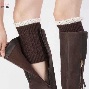 Ống tất len giữ ấm cổ chân mùa đông,tất đi bốt dệt kim ren giữ ấm mắt cá chân 12916