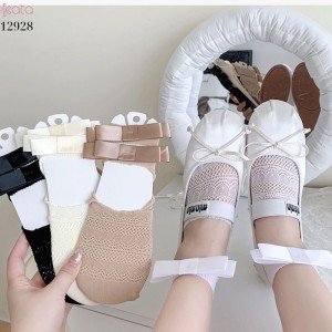 Tất ren mỏng nơ mùa hè,vớ thuyền Lolita không rớt gót,phong cách Hàn Quốc Balletcore 12928
