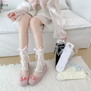 Ống tất ren nấm lolita,vớ che chân cotton phong cách ballet 12931