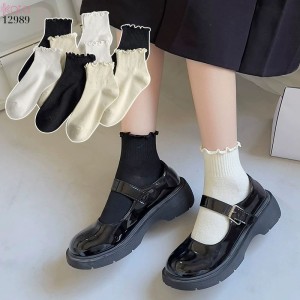 Tất cổ ngắn viền nấm dễ thương,vớ vải bông mềm mịn mùa hè 12989