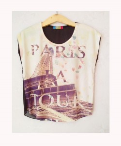 Áo 3D có tay hình Paris
