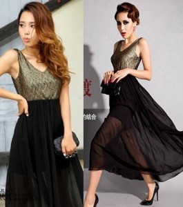 Váy đầm maxi ánh kim sa