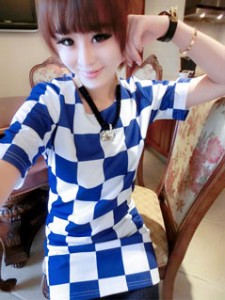 Váy đầm suôn ca rô màu xanh lam