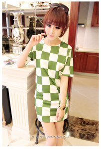 Váy đầm suôn ca rô màu xanh lá