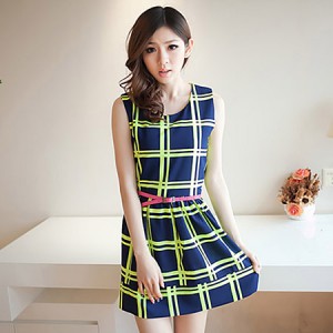 Váy đầm  caro màu xanh